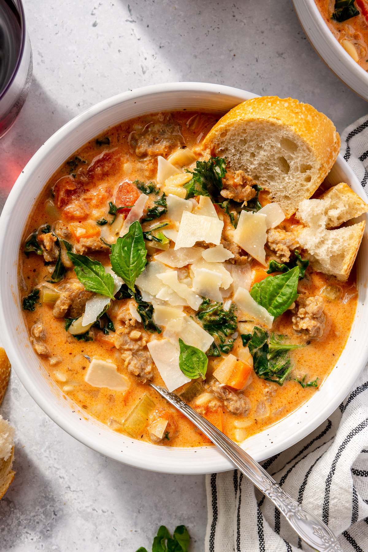 creamy Italian sausage and orzo soup