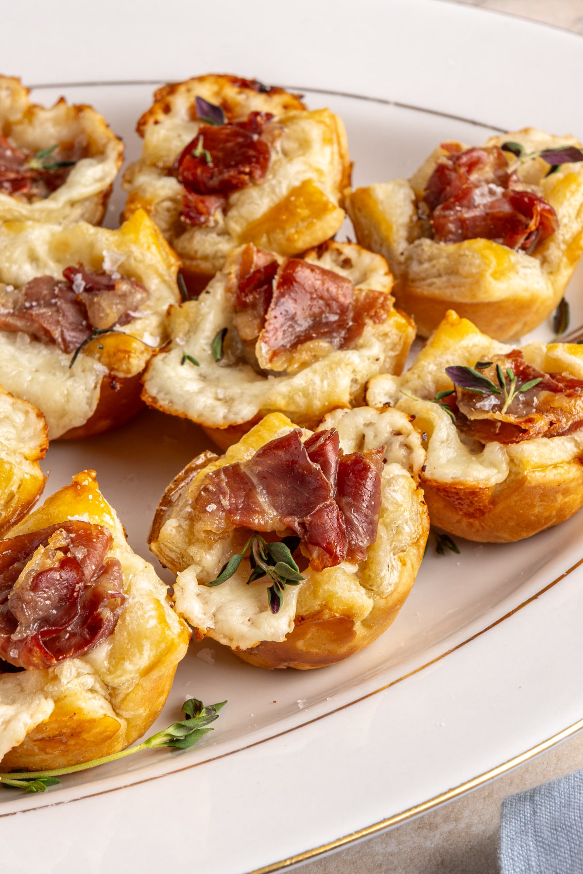Brie Bites with prosciutto and fig jam