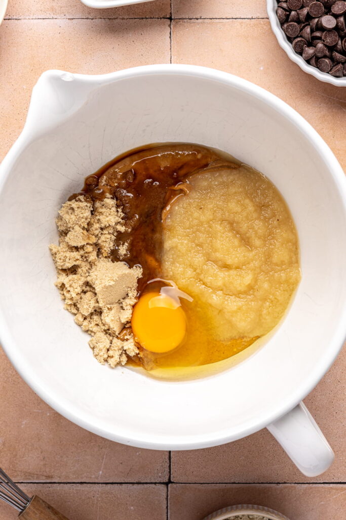 applesauce brownie ingredients in a bowl