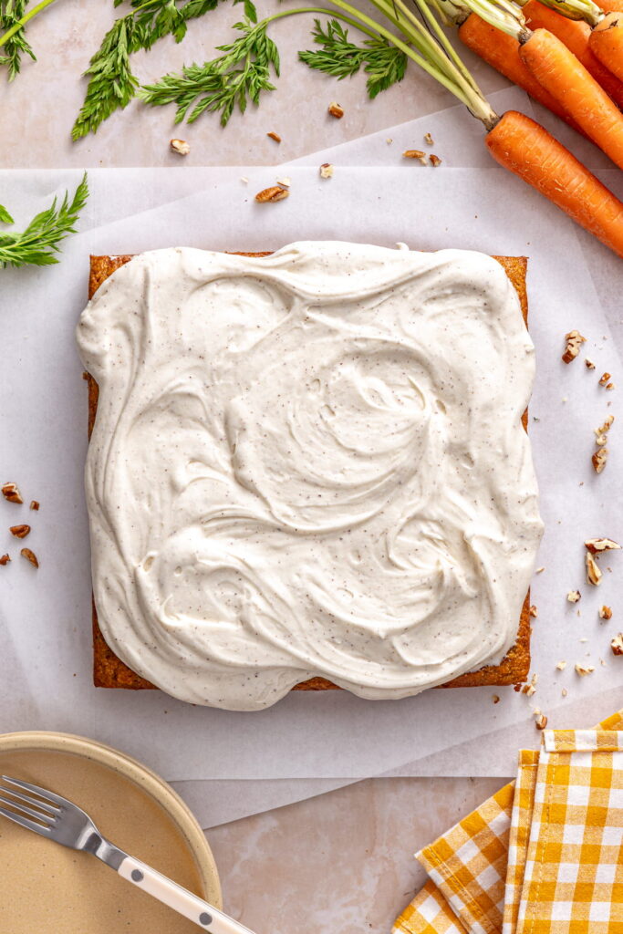 gluten free carrot cake with brown butter cream cheese frosting