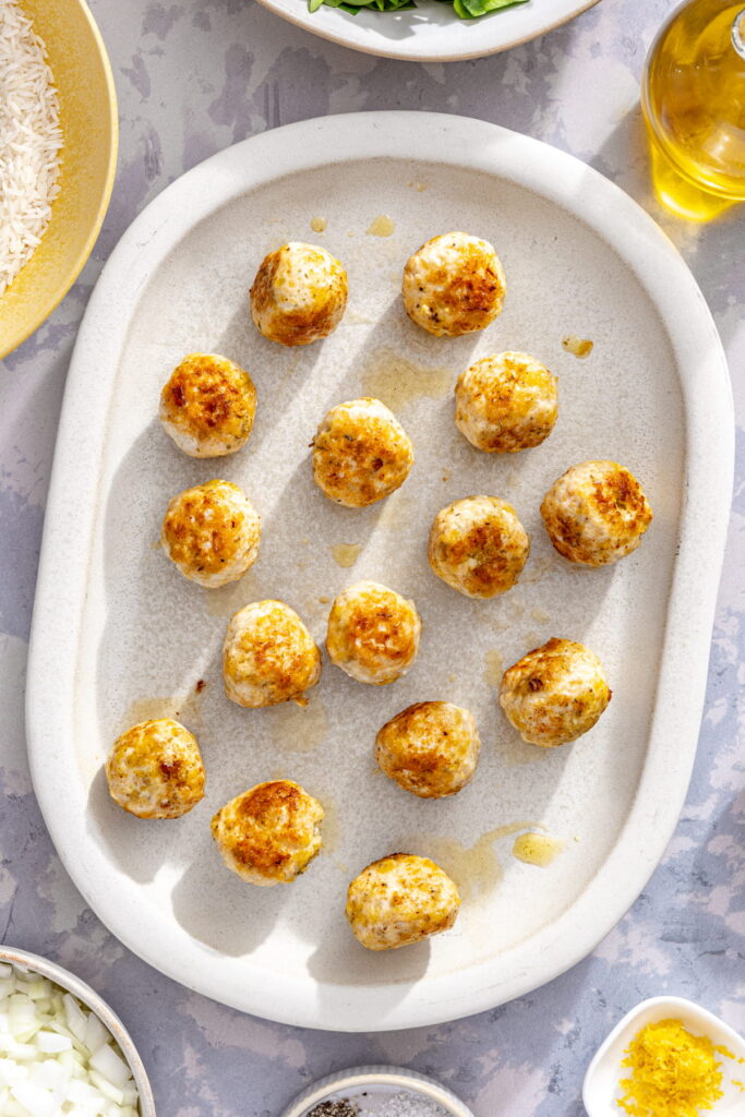 cooked chicken meatballs on a plate