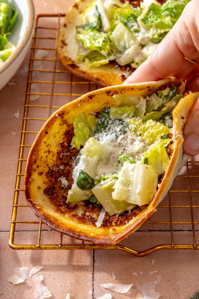 chicken caesar smash taco