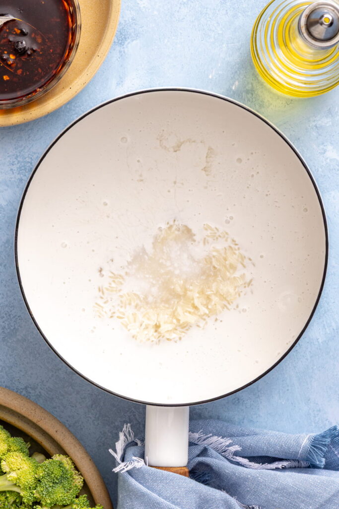 coconut rice in a pot