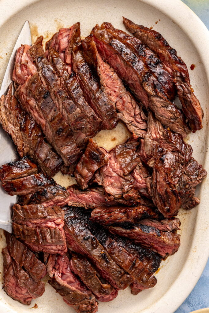sliced and rested steak