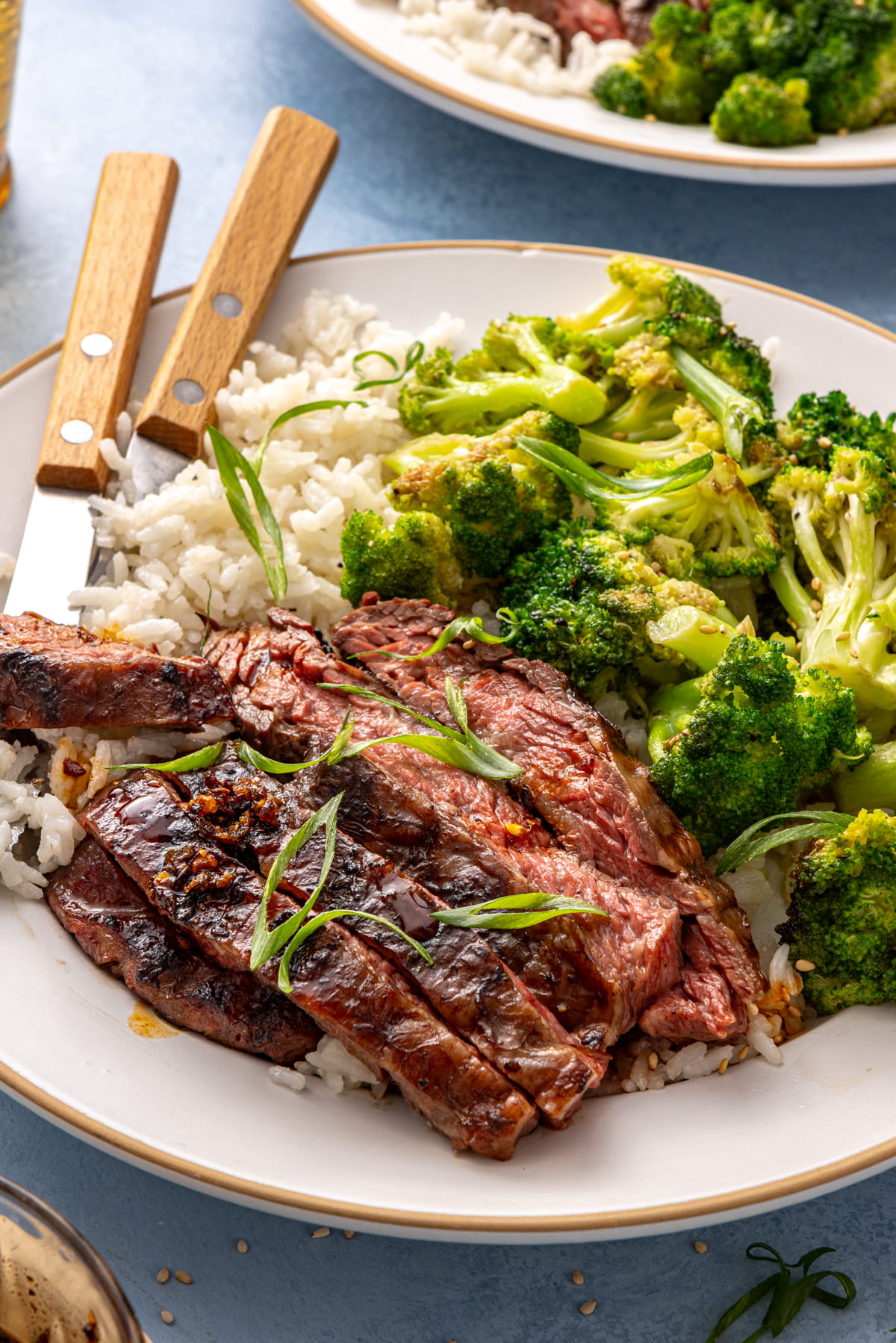 steak and coconut rice