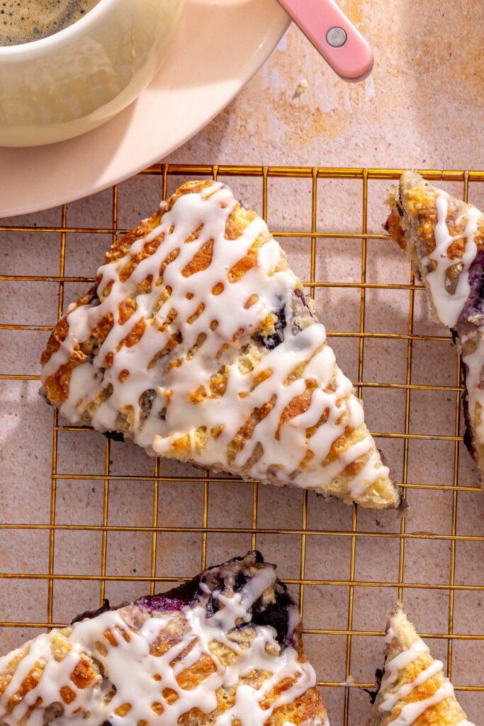 blueberry scone with lemon glaze