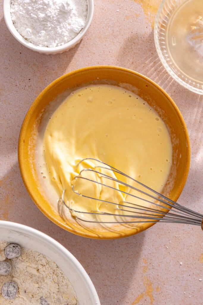 wet mixture for blueberry scone dough