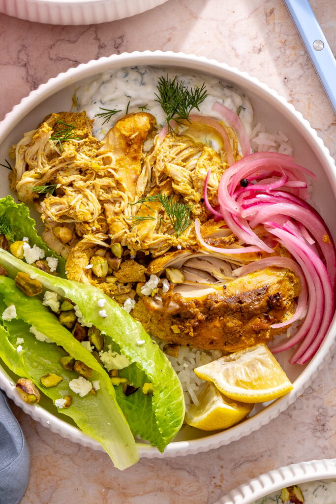 slow cooker chicken shawarma bowls