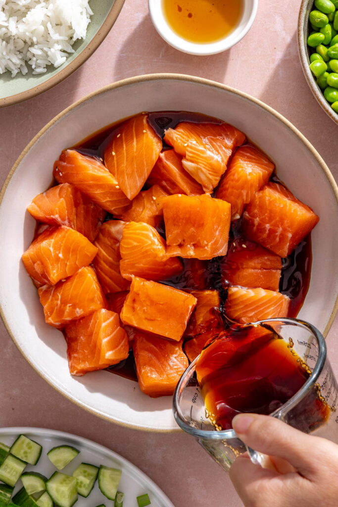 teriyaki salmon marinating