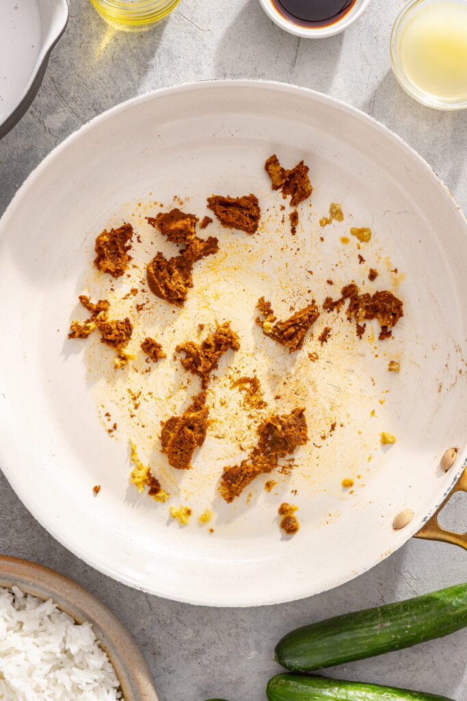 curry ingredients in a pan