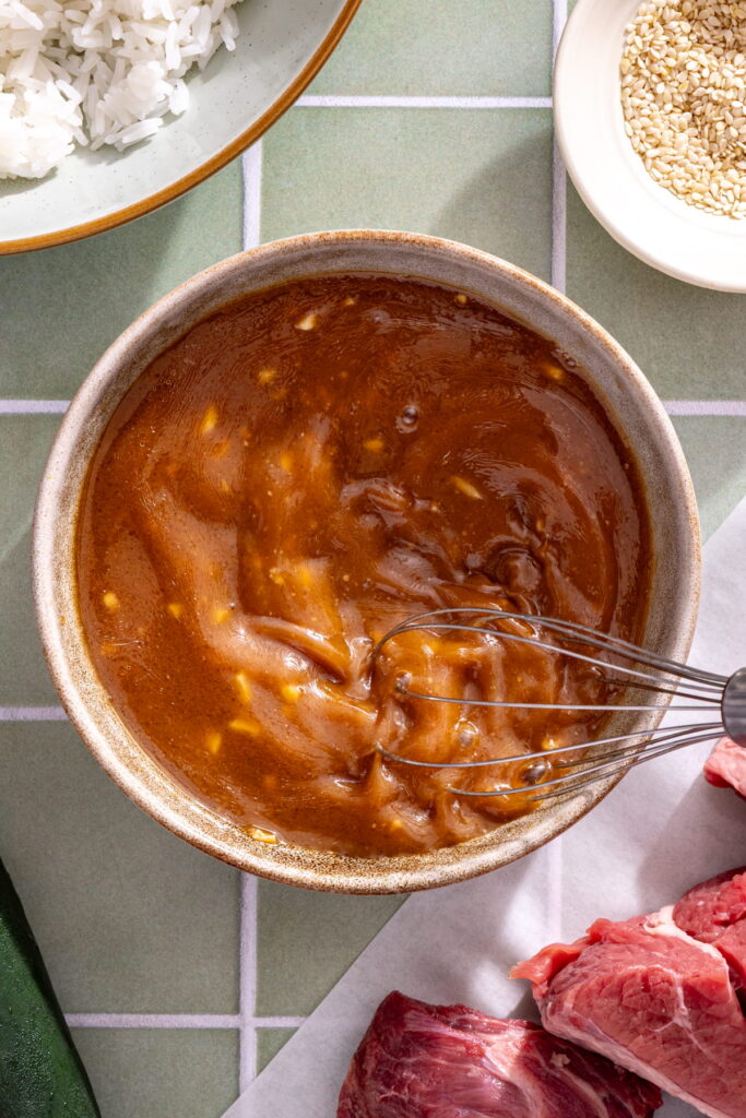 slow cooker miso beef bowl sauce